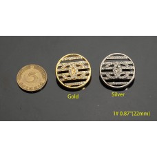 C102-1- Gold Diamond Hollow Buttons  0.86"(22mm) C102-1-O