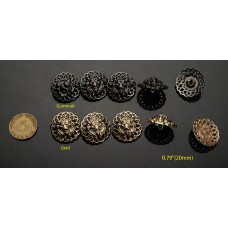 C113-1 - LIon Round Buttons Black Custom Paris Replacement Metal Clothes Sewing DIY Handwork 0.79"(20mm) - c113-1
