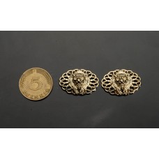 C113-2 - LIon Oval Buttons Custom Paris Replacement Metal Clothes Sewing DIY Handwork 0.87"x0.59"(22mmx15mm) - c113-2