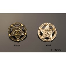 C31 - Star Hollow Buttons Twin C Custom Replacement Metal Luxury OverCoat Sewing DIY Handwork 1"(25mm)- c31