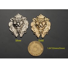 C112 - LIon Buttons Black CustomParis Replacement Metal Clothes Sewing DIY Handwork 1.26"x1"(32mmx25mm) - c112