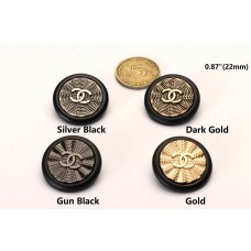 C45 - Vintage Round Buttons Custom Shirt Metal Luxury Double C OverCoat Sewing DIY 0.87"(22mm)- c45
