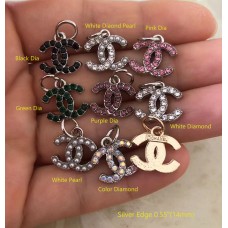 Cu195 - Silver Pendant Jewel CC Buttons Pearl Sewing - 0.55"(14mm) - cu195