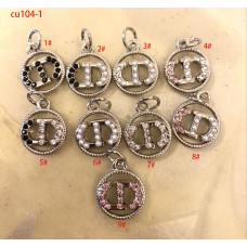 Cu104-1- C Diamond SIlver Edge Pearl Jewel Hollow Round Charms - 0.87"(22mm) - cu104-1