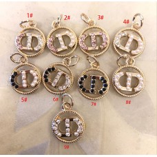 Cu104-2- C Diamond Gold Edge Pearl Jewel Hollow Round Charms - 0.87"(22mm) - cu104-2