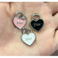 Cu110 - D Heart Charm Buttons Ring Silver Edge 0.79"(20mm) cu110-2