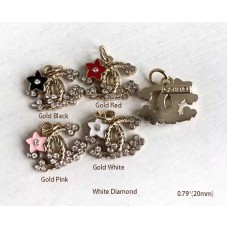 Cu111-1-  Charms Star Buttons Gold Edge White Diamond - 0.79"(20mm) - cu111-1