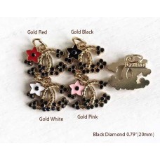 Cu111-3-  Charms Star Buttons Gold Edge Black Diamond - 0.79"(20mm) - cu111-3