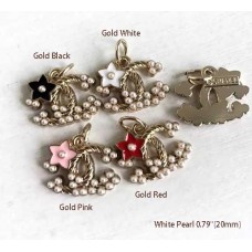 Cu111-4-  Charms Star Buttons Gold Edge White Pearl - 0.79"(20mm) - cu111-4