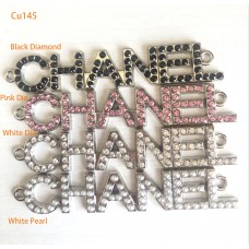 Cu145 - Silver Edge CC Jewel Diamond Pearl Buttons Hollow Pendant Ring - 1"(25mm) - cu145