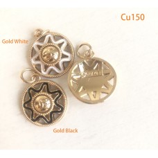Cu150 - Gold Pendant Buttons Ring Charm 0.79"(20mm) cu150