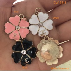 Cu153-1- White Diamond Chanel Buttons Jewel Pendant CC Button - 1"(25mm) - cu153-1