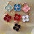 Cu160-2-  Flower Pendant CC Button Small Mini Brand Gold Edge - 0.5"(13mm) - cu160-2