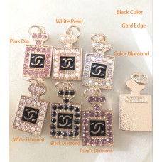 Cu170-1-  Chanel Pendant Jewel Gold Edge Black Chanel Buttons CC Button  - 0.79"(20mm) - cu170-1