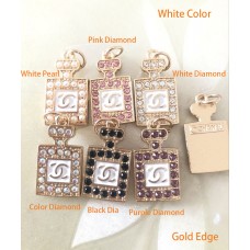 Cu170-2-  Chanel Pendant Jewel Gold Edge White Chanel Buttons CC Button  - 0.79"(20mm) - cu170-2