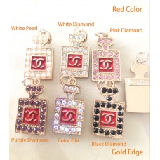 Cu170-4-  Chanel Pendant Jewel Gold Edge Red Chanel Buttons CC Button  - 0.79"(20mm) - cu170-4
