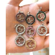 Cu174-1- Chanel Pendant Silver Edge Button Hollow Jewel CC Buttons Sewing Custom - 0.63"(16mm) -Cu174-1