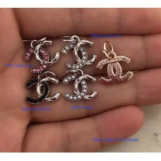 Cu194 - Half  Pendant Jewel CC Buttons Pearl Sewing Silver Edge - 0.55"(14mm) - cu194