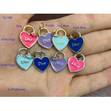 Cu199 - D Heart Charm Buttons Ring Silver Gold Edge 0.79"(20mm) cu199