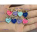 Cu199 - D Heart Charm Buttons Ring Silver Gold Edge 0.79"(20mm) cu199