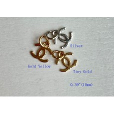 Cu201 - Buttons Ring Buttons  Charm Gold Yellow 0.39"(10mm) cu201