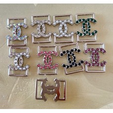 Cu212 - Silver  CC Pendant Jewel   Buttons Pearl Luxury Jewelry Sewing Two Holes - 0.79"(20mm) - cu212