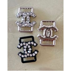 Cu213 - CC Pendant Jewel Silver Buttons Pearl Luxury Jewelry Sewing  Two Holes - 0.63"(16mm) - cu213