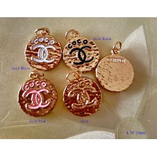 CC Pendant Chanel Coco Charm Gold Tag Sewing Accessory Flat back - 0.79"(20mm) - cu219