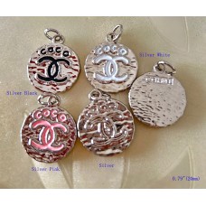 CC Pendant Chanel Coco Charm Silver Tag Sewing Accessory Flat back - 0.79"(20mm) - cu220