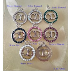 CD Pendant cd Charm Jewel Buttons Pearl Luxury Jewelry Sewing Ring Silver Edge - 0.79"(20mm) - cu227