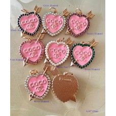 Coco Pendant Chanel Charm Heart Arrow Buttons Pearl Luxury Jewelry Pink Gold Edge - 0.87"(22mm) - cu232