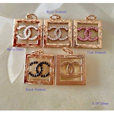 CC Pendant Chanel Charm Hollow Buttons Pearl Luxury Jewelry Gold Edge - 0.78"(20mm) - cu233