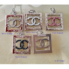 CC Pendant Chanel Charm Hollow Buttons Pearl Luxury Jewelry Silver Edge - 0.78"(20mm) - cu234