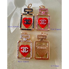 CC Pendant Chanel Charm Hollow Buttons  Diamond Luxury Jewelry Red Gold Edge - 0.7"(18mm) - cu235