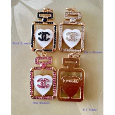 CC Pendant Chanel Charm Hollow Buttons Diamond Luxury Jewelry White Heart Gold Edge - 0.7"(18mm) - cu236