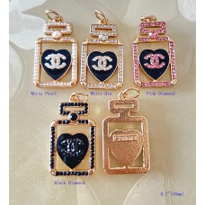 CC Pendant Chanel Charm Hollow Buttons Diamond Luxury Jewelry Black Heart Gold Edge - 0.7"(18mm) - cu237