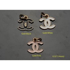 Cu24-1 -  Small Hollow Charm Buttons Gold Edge SIlver Edge 0.55"(14mm) cu24-1