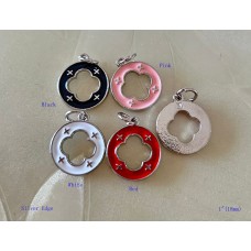 LV Charm Pendant LV Round Buttons Louis Vuitton Ring Silver Edge  0.7"(18mm) cu248-2
