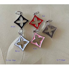 LV Charm Pendant LV Round Buttons Louis Vuitton Ring Silver Edge  0.7"(18mm) cu249-2