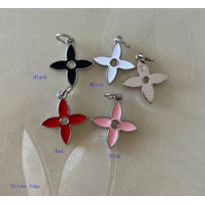 LV Charm Pendant LV Flower Buttons Louis Vuitton Ring Silver Edge 0.7"(18mm) cu250-2