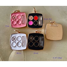 Double C  Charm Chanel Pendant Buttons CC Ring Gold Edge  0.79"(20mm) cu253