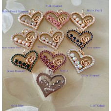 GC Pendant Gucci Charm Heart Buttons Diamond Luxury Jewelry  Gold Edge - 1.18"(30mm) - cu271