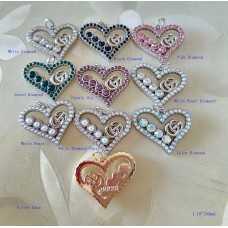 GC Pendant Gucci Charm Heart Buttons Diamond Luxury Jewelry Silver Edge - 1.18"(30mm) - cu272