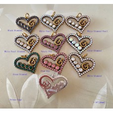 GC Pendant Gucci Charm Heart Buttons Diamond Luxury Jewelry  Bronze Edge - 1.18"(30mm) - cu273