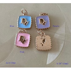 Dior Charm CD Pendant Buttons Ring Gold Edge  0.59"(15mm) cu282