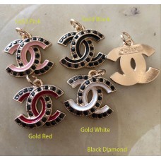 Cu29- Hollow Charm Black Diamond Buttons Gold Edge 0.79"(20mm) cu29