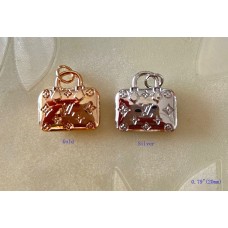 LV Charm Pendant LV Buttons Louis Vuitton Ring Silver Gold Edge 0.79"(20mm) cu290