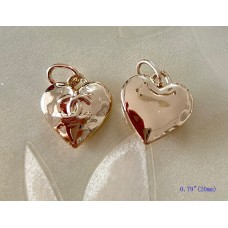 CC Charm Pendant Chanel Buttons Heart Ring Gold Edge  0.7"(20mm) cu293