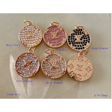 Louis VuittonPendant LV Charm Buttons Diamond Luxury Jewelry Gold Edge - 0.79"(20mm) - cu298