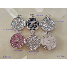 Louis VuittonPendant LV Charm Buttons Diamond Luxury Jewelry Silver Edge - 0.79"(20mm) - cu299